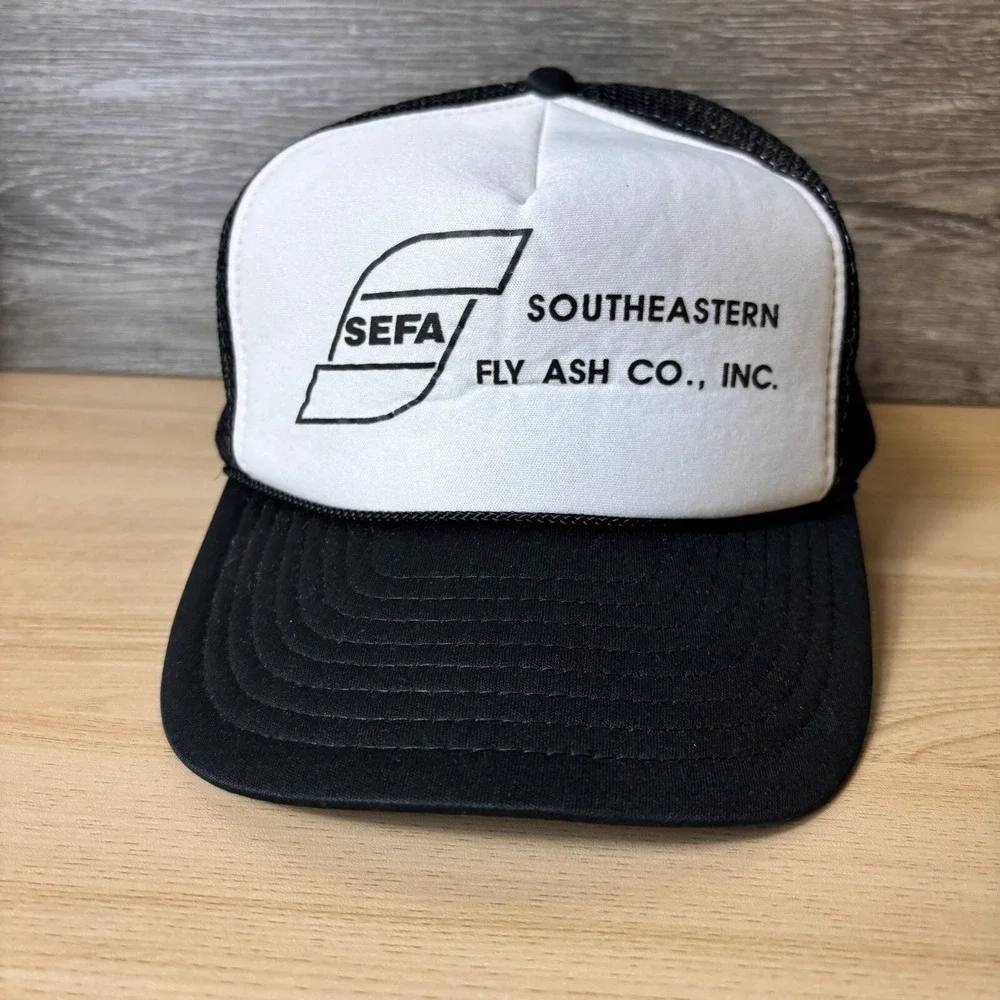 Vintage Southeastern Fly Ash Hat Cap‎ Snap Back Black Trucker